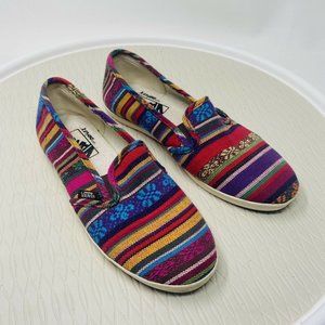 Vans Slip On Shoes Women 5.5 Native Colorful Fabric Sneaker Glo Pro Guate DriLex